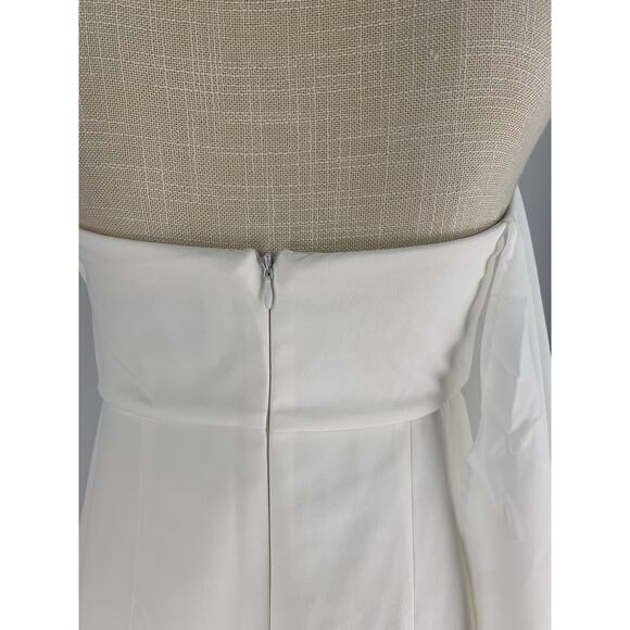 Few Moda Strapless Ruffle Off White Cropped Wide Leg Jumpsuit Womens Size Small - Picture 6 of 9